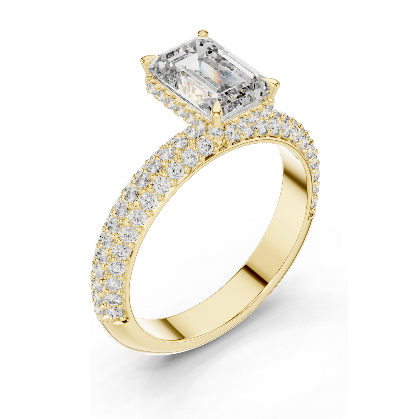 2.8 CT Emerald Cut Lab Diamond Engagement Ring for Women | VVS-VS EF Clarity | 18KT, 14KT, 10KT Gold & 925 Silver | Rose, Yellow, White Gold & Moissanite Options