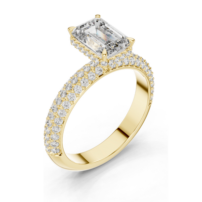 2.8 CT Emerald Cut Lab Diamond Engagement Ring for Women | VVS-VS EF Clarity | 18KT, 14KT, 10KT Gold & 925 Silver | Rose, Yellow, White Gold & Moissanite Options