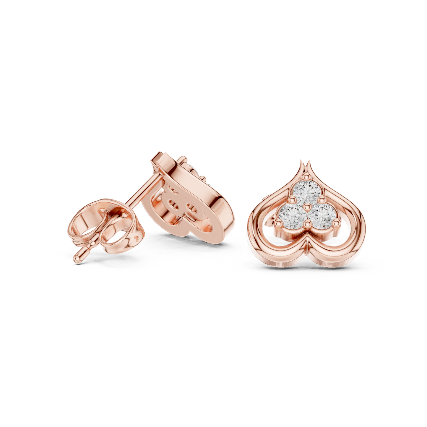 Lab Diamond Heart Shape Earrings | 0.24 CT | 18KT, 14KT, 10KT Gold & 925 Silver | Rose, Yellow, White Gold | VVS-VS Clarity, Moissanite Option