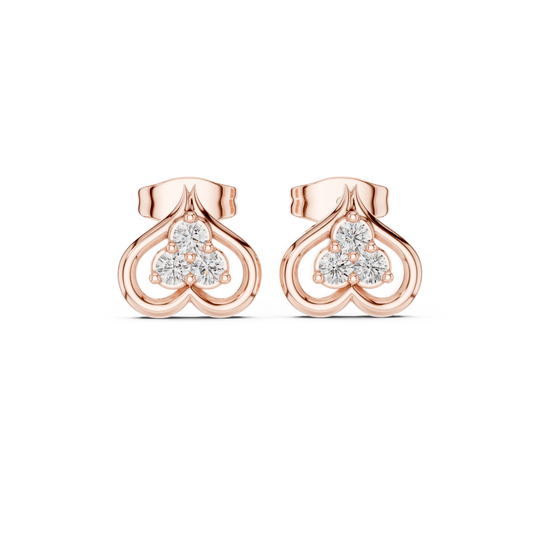Lab Diamond Heart Shape Earrings | 0.24 CT | 18KT, 14KT, 10KT Gold & 925 Silver | Rose, Yellow, White Gold | VVS-VS Clarity, Moissanite Option