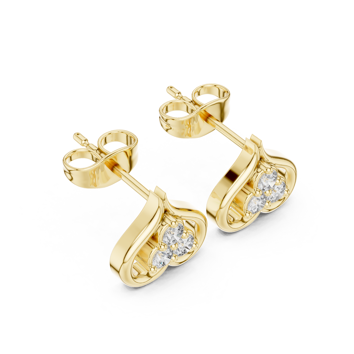 Lab Diamond Heart Shape Earrings | 0.24 CT | 18KT, 14KT, 10KT Gold & 925 Silver | Rose, Yellow, White Gold | VVS-VS Clarity, Moissanite Option
