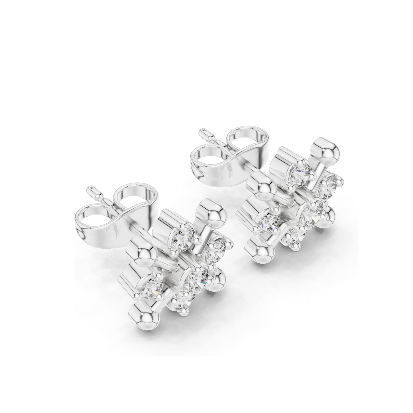 Snowflake Diamond Stud Earrings | 0.33 CT Lab Grown VVS-VS EF Clarity | 18KT, 14KT, 10KT Gold & 925 Silver | Rose, Yellow, White Gold & Moissanite Options