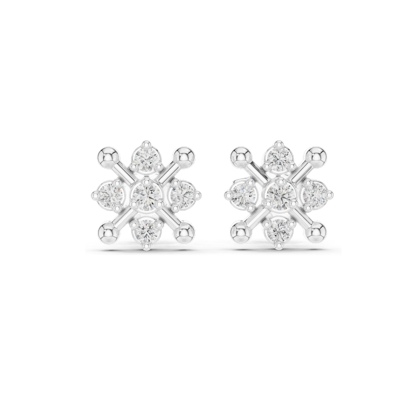 Snowflake Diamond Stud Earrings | 0.33 CT Lab Grown VVS-VS EF Clarity | 18KT, 14KT, 10KT Gold & 925 Silver | Rose, Yellow, White Gold & Moissanite Options