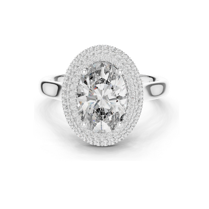 2.496 CT Lab Diamond Halo Ring for Women | VVS-VS EF Clarity | 18KT, 14KT, 10KT Gold & 925 Silver | Rose, Yellow, White Gold & Moissanite Options