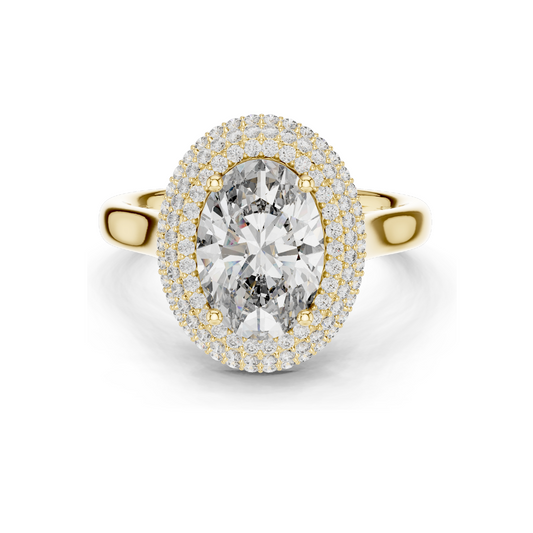 2.496 CT Lab Diamond Halo Ring for Women | VVS-VS EF Clarity | 18KT, 14KT, 10KT Gold & 925 Silver | Rose, Yellow, White Gold & Moissanite Options