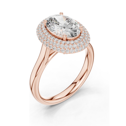 2.496 CT Lab Diamond Halo Ring for Women | VVS-VS EF Clarity | 18KT, 14KT, 10KT Gold & 925 Silver | Rose, Yellow, White Gold & Moissanite Options