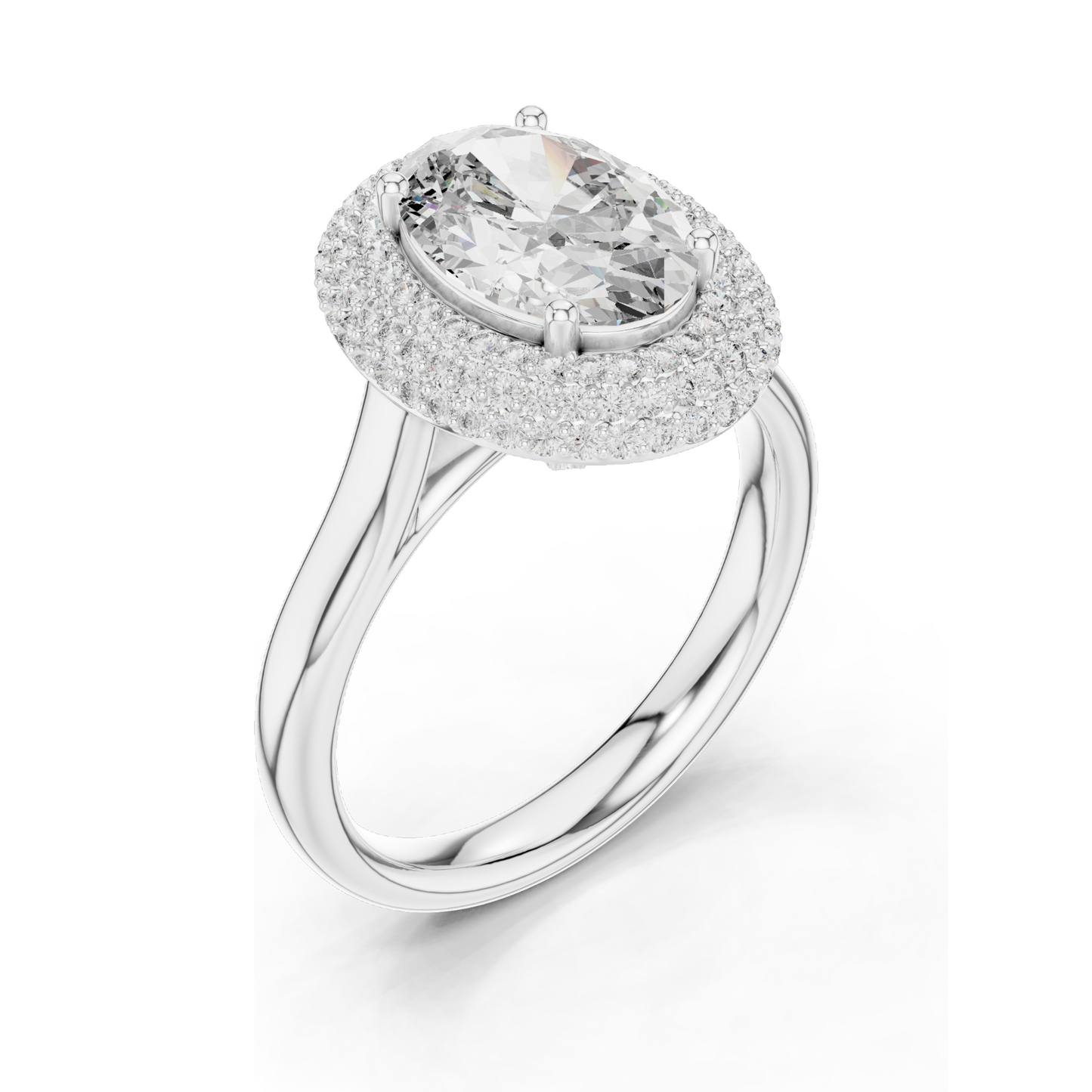 2.496 CT Lab Diamond Halo Ring for Women | VVS-VS EF Clarity | 18KT, 14KT, 10KT Gold & 925 Silver | Rose, Yellow, White Gold & Moissanite Options