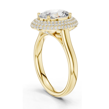 2.496 CT Lab Diamond Halo Ring for Women | VVS-VS EF Clarity | 18KT, 14KT, 10KT Gold & 925 Silver | Rose, Yellow, White Gold & Moissanite Options