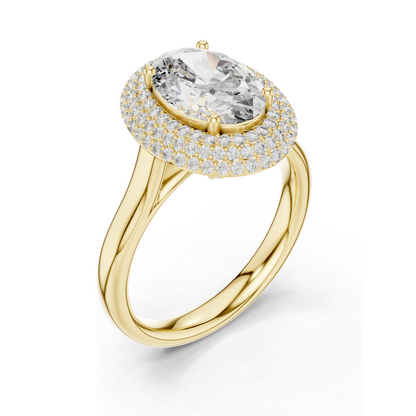 2.496 CT Lab Diamond Halo Ring for Women | VVS-VS EF Clarity | 18KT, 14KT, 10KT Gold & 925 Silver | Rose, Yellow, White Gold & Moissanite Options