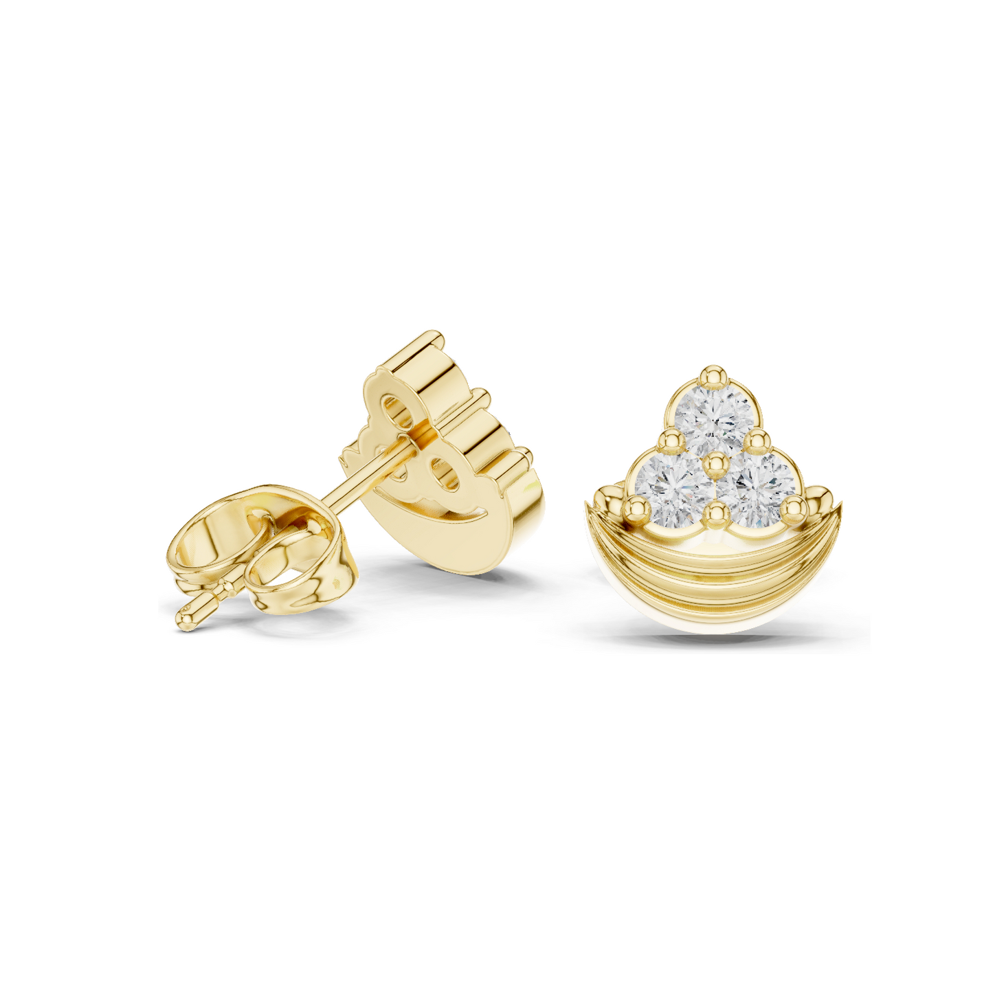 Diamond Crescent Moon Earrings | Lab-Grown VVS-VS Clarity, 0.36 CT Total Weight | 18KT, 14KT, 10KT Gold & 925 Silver | Rose, Yellow, White Gold & Moissanite Options