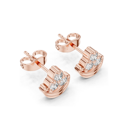 Diamond Crescent Moon Earrings | Lab-Grown VVS-VS Clarity, 0.36 CT Total Weight | 18KT, 14KT, 10KT Gold & 925 Silver | Rose, Yellow, White Gold & Moissanite Options