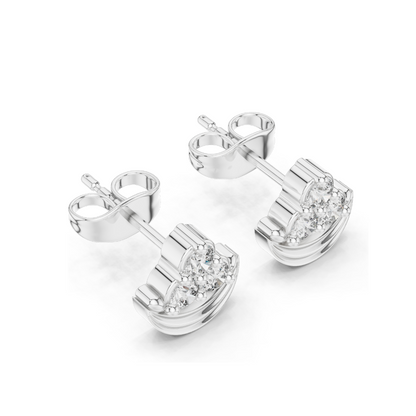 Diamond Crescent Moon Earrings | Lab-Grown VVS-VS Clarity, 0.36 CT Total Weight | 18KT, 14KT, 10KT Gold & 925 Silver | Rose, Yellow, White Gold & Moissanite Options