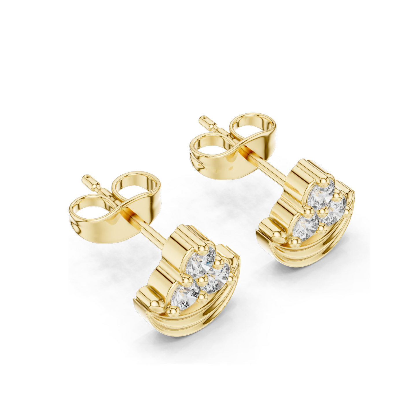 Diamond Crescent Moon Earrings | Lab-Grown VVS-VS Clarity, 0.36 CT Total Weight | 18KT, 14KT, 10KT Gold & 925 Silver | Rose, Yellow, White Gold & Moissanite Options