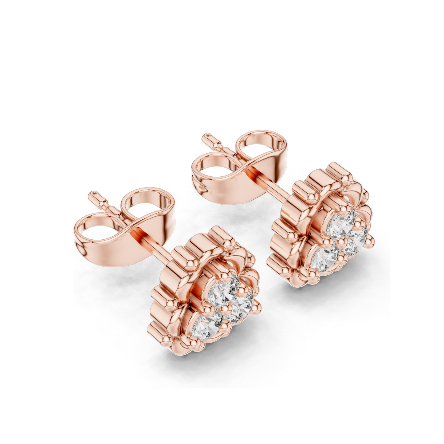 Diamond Cluster Earrings | Lab-Grown VVS-VS Clarity | 18KT, 14KT, 10KT Gold & 925 Silver | Rose, Yellow, White Gold | Moissanite Options