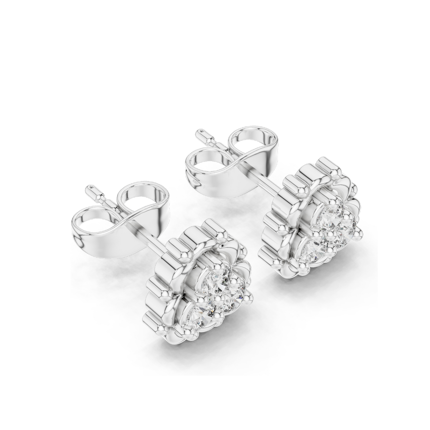 Diamond Cluster Earrings | Lab-Grown VVS-VS Clarity | 18KT, 14KT, 10KT Gold & 925 Silver | Rose, Yellow, White Gold | Moissanite Options