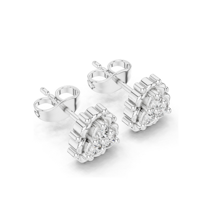 Diamond Cluster Earrings | Lab-Grown VVS-VS Clarity | 18KT, 14KT, 10KT Gold & 925 Silver | Rose, Yellow, White Gold | Moissanite Options