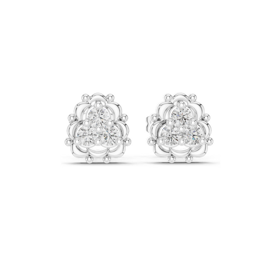 Diamond Cluster Earrings | Lab-Grown VVS-VS Clarity | 18KT, 14KT, 10KT Gold & 925 Silver | Rose, Yellow, White Gold | Moissanite Options