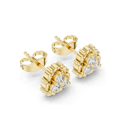 Diamond Cluster Earrings | Lab-Grown VVS-VS Clarity | 18KT, 14KT, 10KT Gold & 925 Silver | Rose, Yellow, White Gold | Moissanite Options