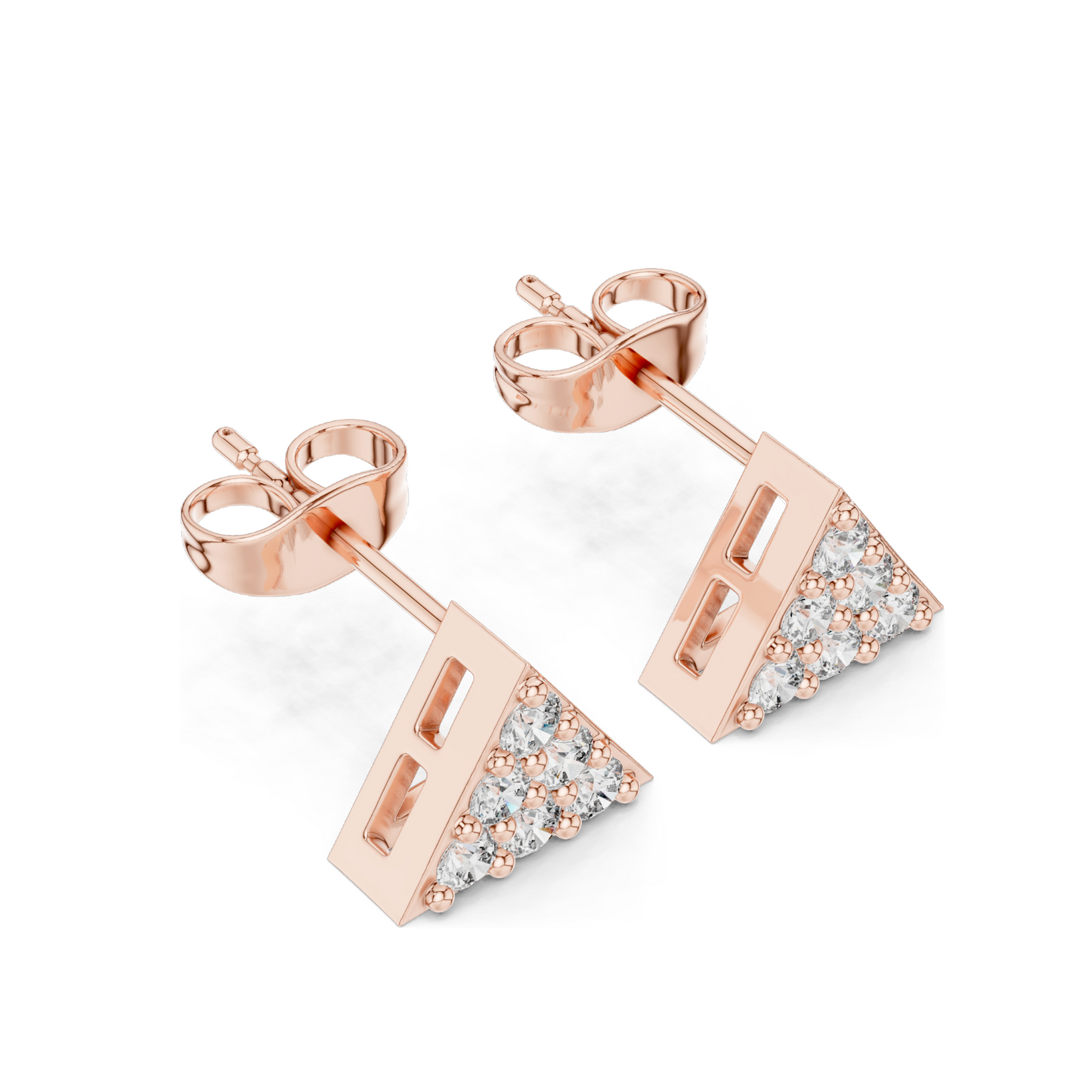 0.42 CT Lab Diamond Triangle Stud Earrings | VVS-VS Clarity, EF Color | Available in 18KT, 14KT, 10KT Gold & 925 Silver | Moissanite Option | Rose, Yellow, White Gold