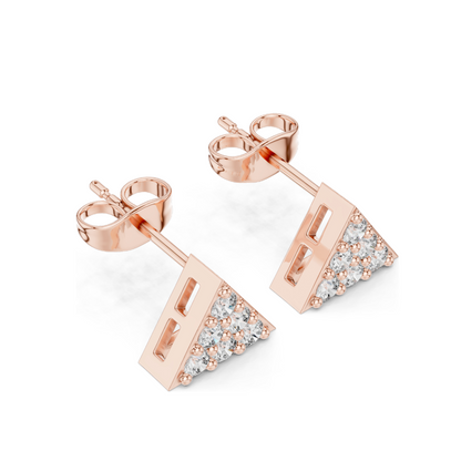 0.42 CT Lab Diamond Triangle Stud Earrings | VVS-VS Clarity, EF Color | Available in 18KT, 14KT, 10KT Gold & 925 Silver | Moissanite Option | Rose, Yellow, White Gold