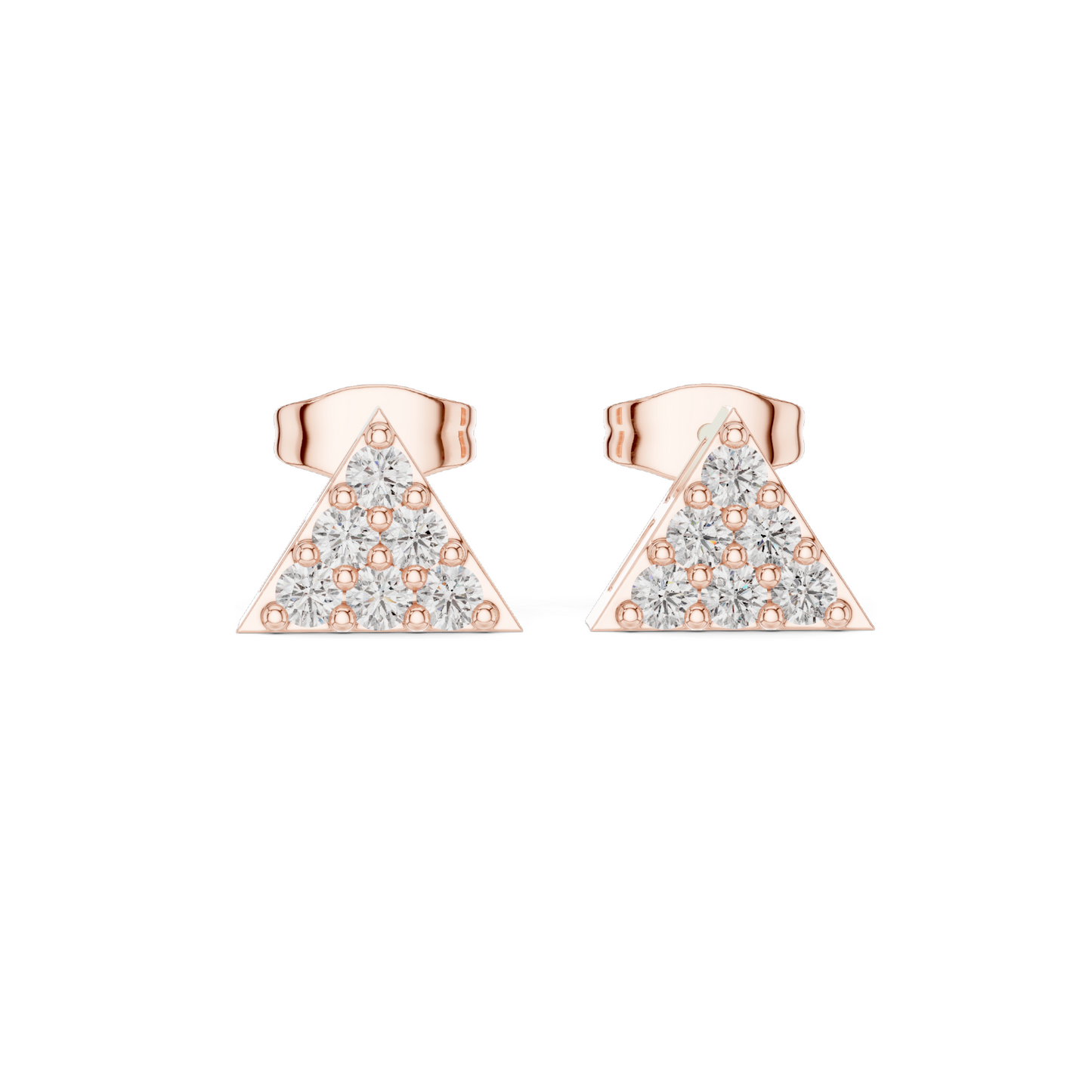 0.42 CT Lab Diamond Triangle Stud Earrings | VVS-VS Clarity, EF Color | Available in 18KT, 14KT, 10KT Gold & 925 Silver | Moissanite Option | Rose, Yellow, White Gold
