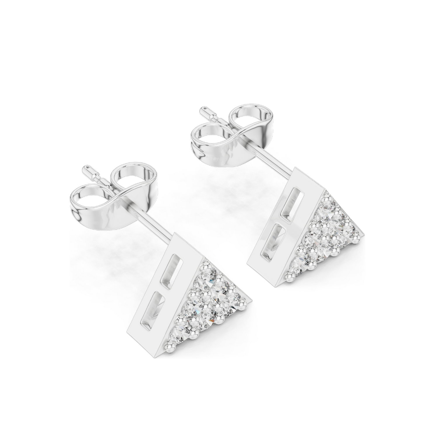 0.42 CT Lab Diamond Triangle Stud Earrings | VVS-VS Clarity, EF Color | Available in 18KT, 14KT, 10KT Gold & 925 Silver | Moissanite Option | Rose, Yellow, White Gold