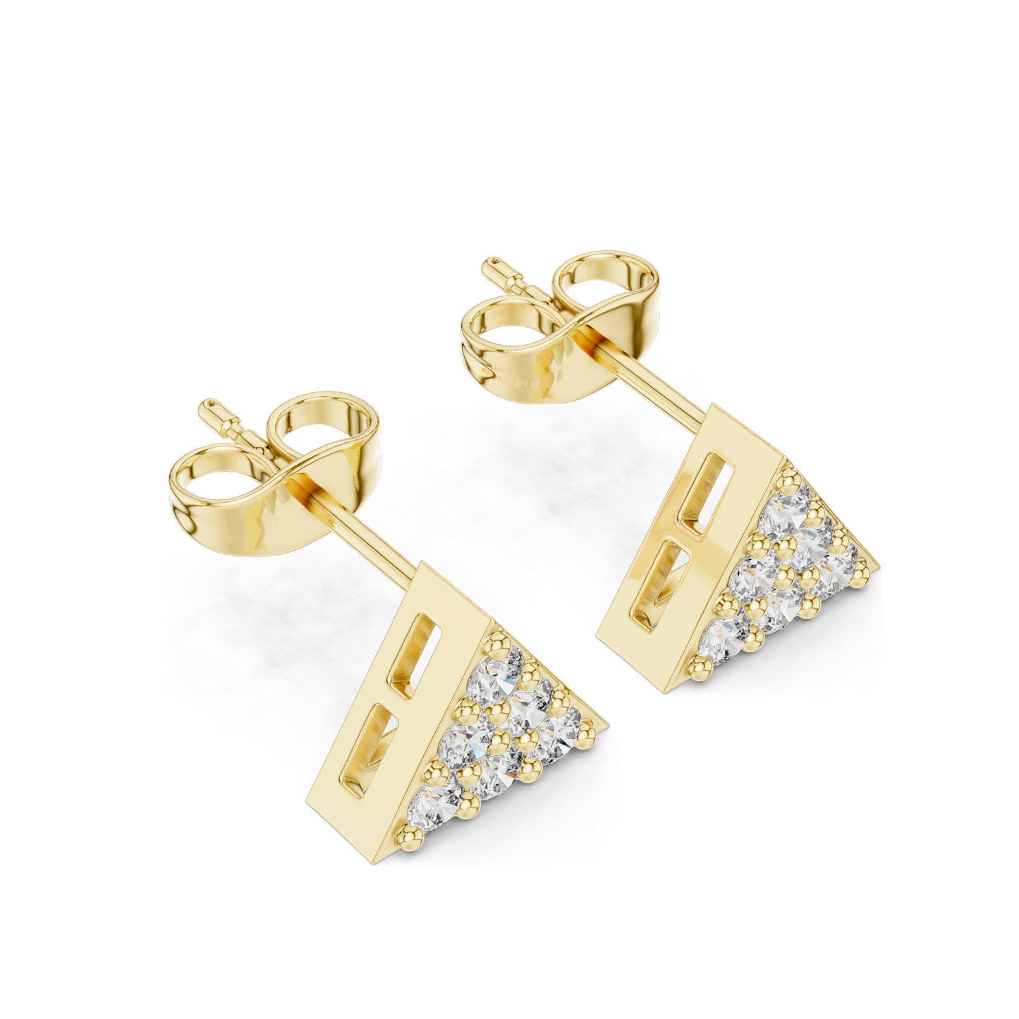 0.42 CT Lab Diamond Triangle Stud Earrings | VVS-VS Clarity, EF Color | Available in 18KT, 14KT, 10KT Gold & 925 Silver | Moissanite Option | Rose, Yellow, White Gold