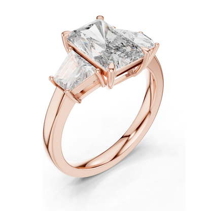 4.4 CT Radiant Cut Lab Diamond Ring for Women | VVS-VS EF Clarity | 18KT, 14KT, 10KT Gold & 925 Silver | Rose, Yellow, White Gold & Moissanite Options