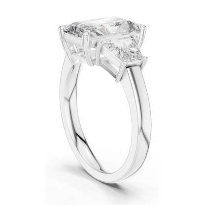 4.4 CT Radiant Cut Lab Diamond Ring for Women | VVS-VS EF Clarity | 18KT, 14KT, 10KT Gold & 925 Silver | Rose, Yellow, White Gold & Moissanite Options
