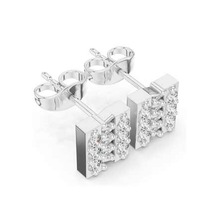 0.3 CT Lab Diamond Zigzag Bar Stud Earrings | VVS-VS EF CVD Diamonds | 18KT, 14KT, 10KT Gold & 925 Silver | Rose, Yellow, White Gold & Moissanite Options