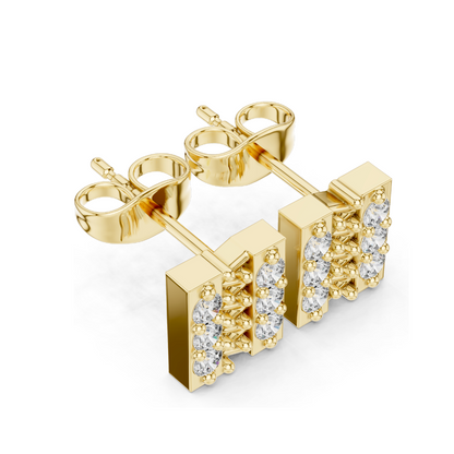0.3 CT Lab Diamond Zigzag Bar Stud Earrings | VVS-VS EF CVD Diamonds | 18KT, 14KT, 10KT Gold & 925 Silver | Rose, Yellow, White Gold & Moissanite Options