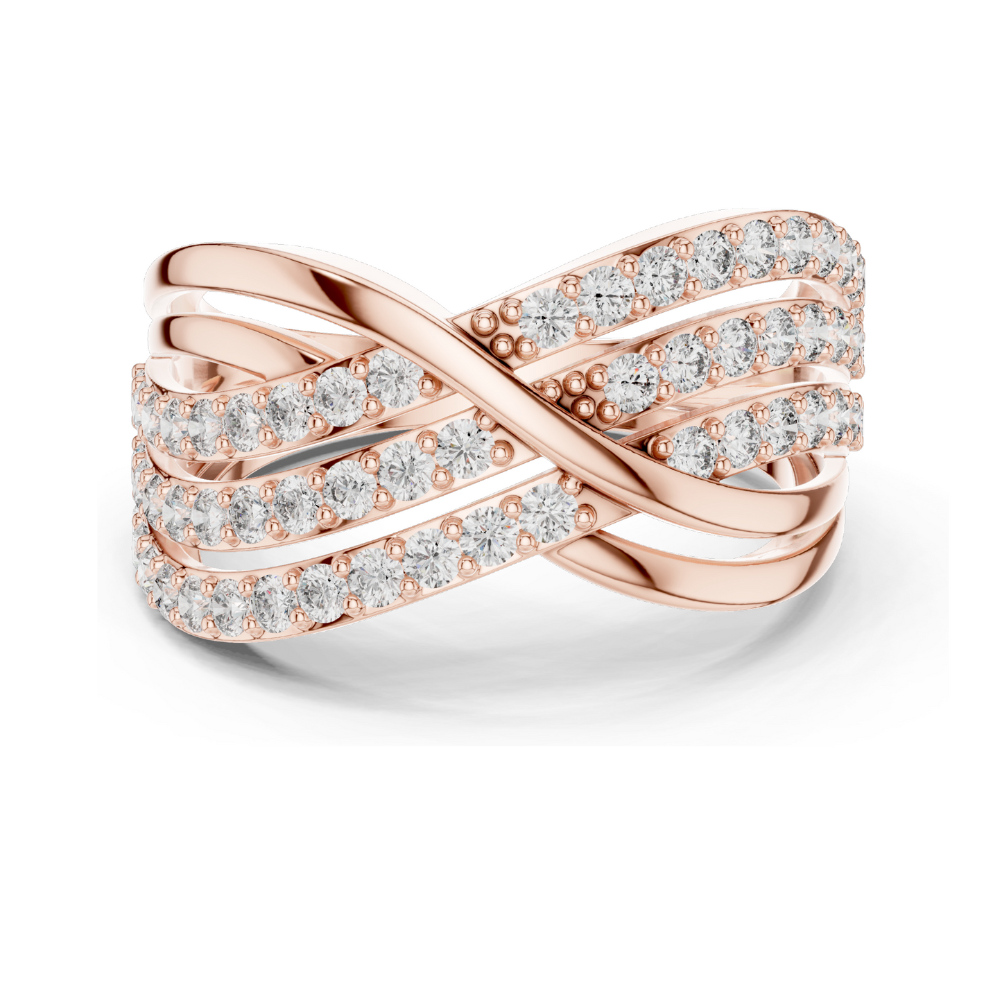 0.784 CT Lab Diamond Crossover Ring for Women | VVS–VS EF Clarity | 18KT, 14KT, 10KT Gold & 925 Silver | Rose, Yellow, White Gold & Moissanite Options