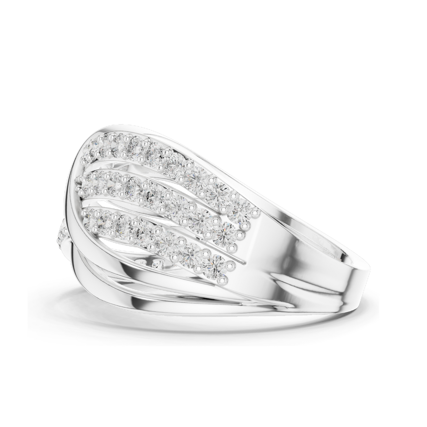 0.784 CT Lab Diamond Crossover Ring for Women | VVS–VS EF Clarity | 18KT, 14KT, 10KT Gold & 925 Silver | Rose, Yellow, White Gold & Moissanite Options
