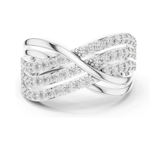 0.784 CT Lab Diamond Crossover Ring for Women | VVS–VS EF Clarity | 18KT, 14KT, 10KT Gold & 925 Silver | Rose, Yellow, White Gold & Moissanite Options