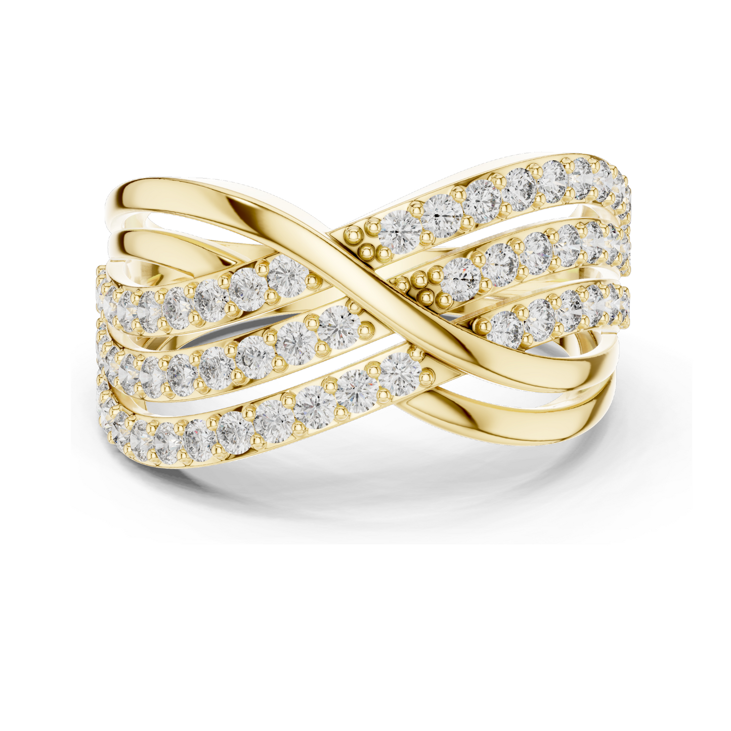 0.784 CT Lab Diamond Crossover Ring for Women | VVS–VS EF Clarity | 18KT, 14KT, 10KT Gold & 925 Silver | Rose, Yellow, White Gold & Moissanite Options