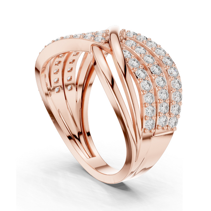 0.784 CT Lab Diamond Crossover Ring for Women | VVS–VS EF Clarity | 18KT, 14KT, 10KT Gold & 925 Silver | Rose, Yellow, White Gold & Moissanite Options