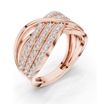 0.784 CT Lab Diamond Crossover Ring for Women | VVS–VS EF Clarity | 18KT, 14KT, 10KT Gold & 925 Silver | Rose, Yellow, White Gold & Moissanite Options