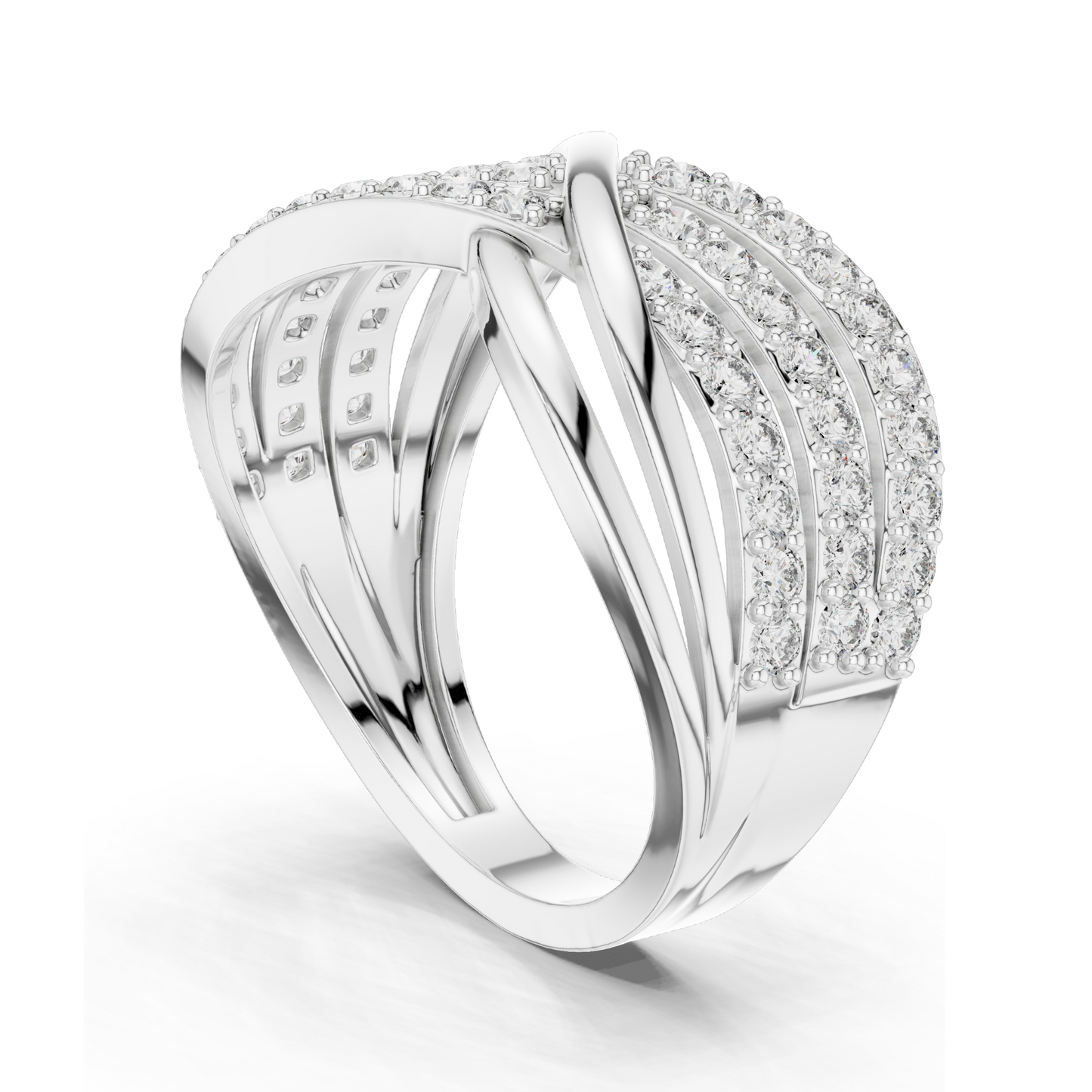 0.784 CT Lab Diamond Crossover Ring for Women | VVS–VS EF Clarity | 18KT, 14KT, 10KT Gold & 925 Silver | Rose, Yellow, White Gold & Moissanite Options