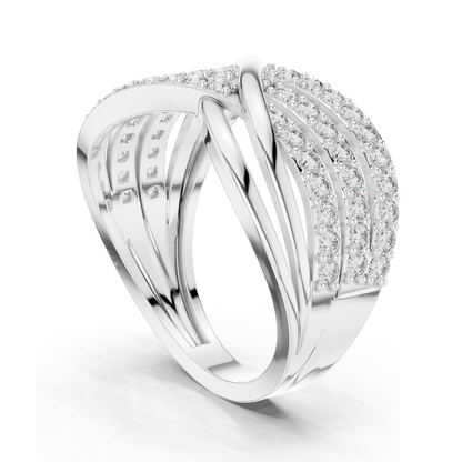 0.784 CT Lab Diamond Crossover Ring for Women | VVS–VS EF Clarity | 18KT, 14KT, 10KT Gold & 925 Silver | Rose, Yellow, White Gold & Moissanite Options