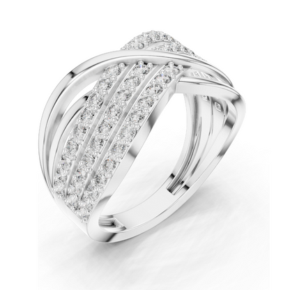 0.784 CT Lab Diamond Crossover Ring for Women | VVS–VS EF Clarity | 18KT, 14KT, 10KT Gold & 925 Silver | Rose, Yellow, White Gold & Moissanite Options
