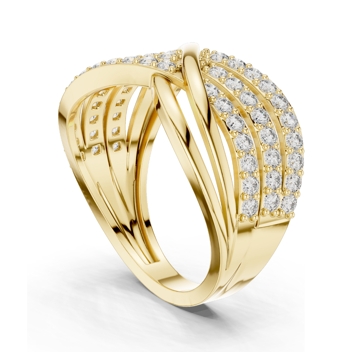 0.784 CT Lab Diamond Crossover Ring for Women | VVS–VS EF Clarity | 18KT, 14KT, 10KT Gold & 925 Silver | Rose, Yellow, White Gold & Moissanite Options