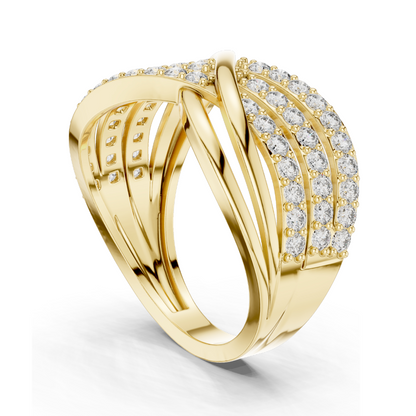 0.784 CT Lab Diamond Crossover Ring for Women | VVS–VS EF Clarity | 18KT, 14KT, 10KT Gold & 925 Silver | Rose, Yellow, White Gold & Moissanite Options
