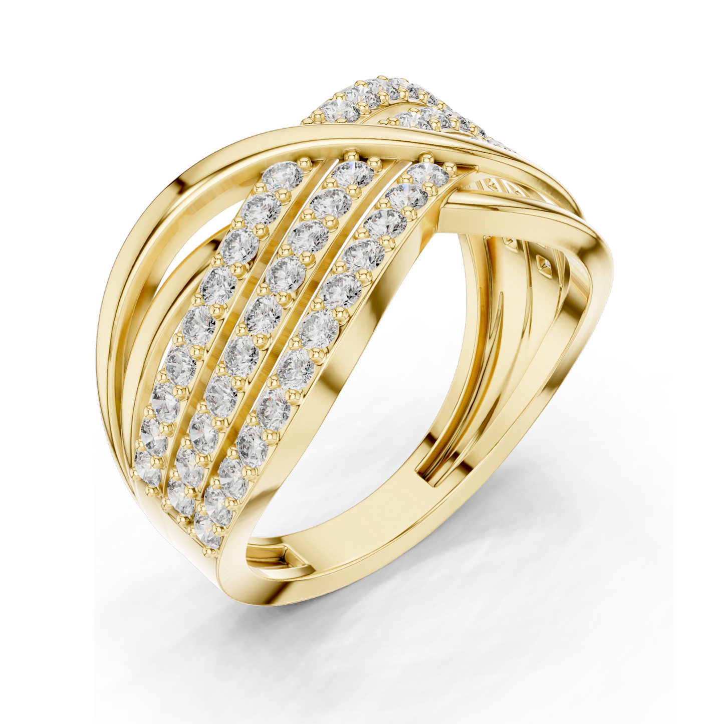 0.784 CT Lab Diamond Crossover Ring for Women | VVS–VS EF Clarity | 18KT, 14KT, 10KT Gold & 925 Silver | Rose, Yellow, White Gold & Moissanite Options