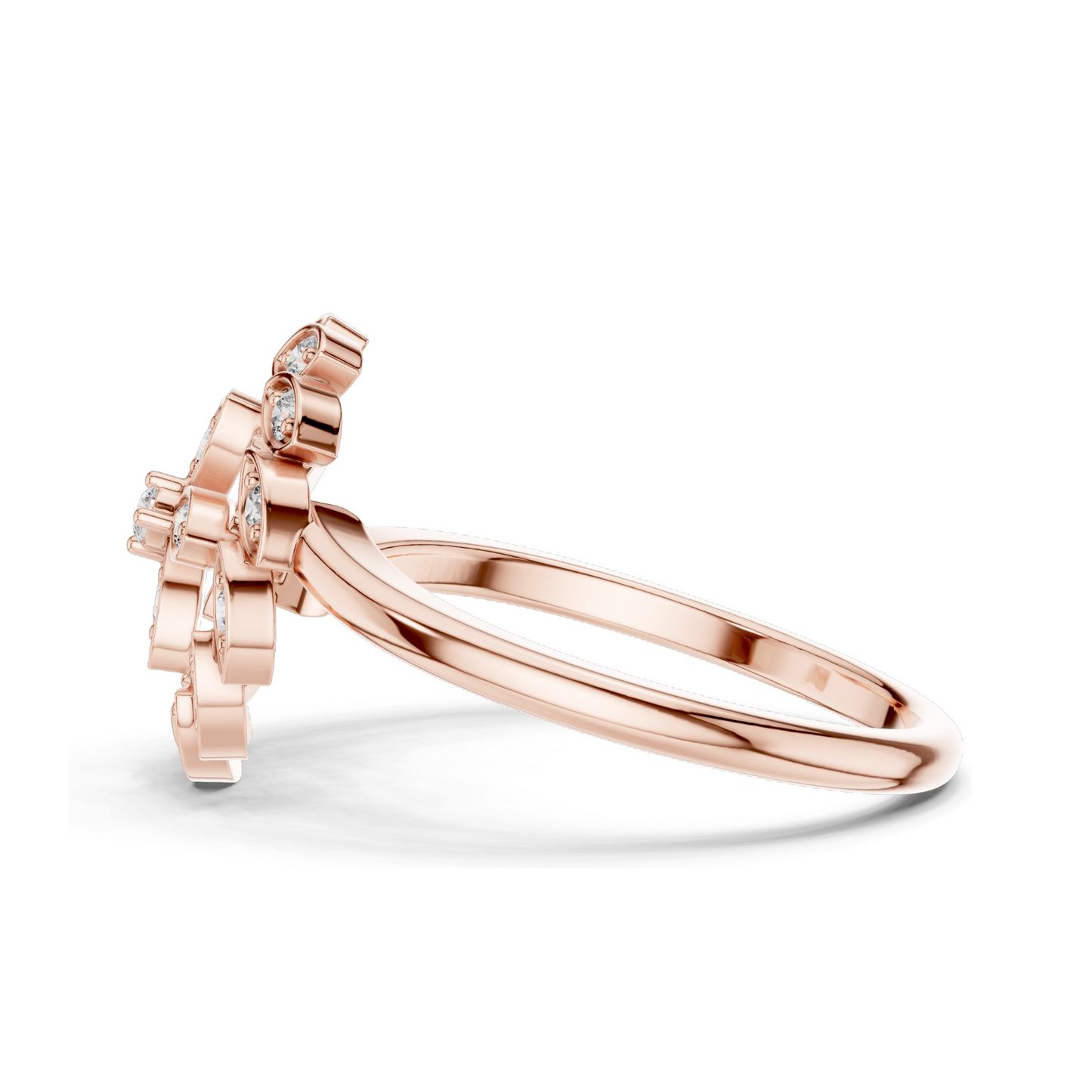 0.195 CT Lab-Grown Diamond Flower Ring for Women | VVS-VS EF Clarity | 18KT, 14KT, 10KT Gold & 925 Silver | Rose, Yellow, White Gold & Moissanite Options