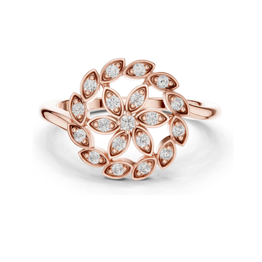 0.195 CT Lab-Grown Diamond Flower Ring for Women | VVS-VS EF Clarity | 18KT, 14KT, 10KT Gold & 925 Silver | Rose, Yellow, White Gold & Moissanite Options