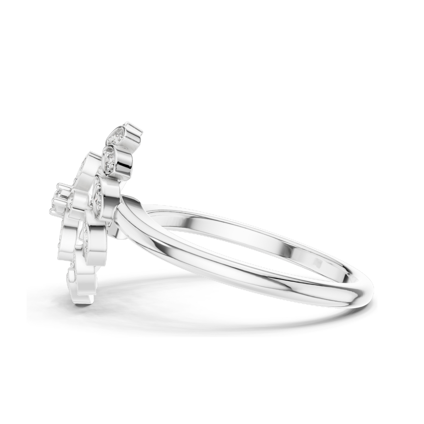 0.195 CT Lab-Grown Diamond Flower Ring for Women | VVS-VS EF Clarity | 18KT, 14KT, 10KT Gold & 925 Silver | Rose, Yellow, White Gold & Moissanite Options
