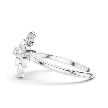 0.195 CT Lab-Grown Diamond Flower Ring for Women | VVS-VS EF Clarity | 18KT, 14KT, 10KT Gold & 925 Silver | Rose, Yellow, White Gold & Moissanite Options