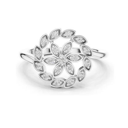 0.195 CT Lab-Grown Diamond Flower Ring for Women | VVS-VS EF Clarity | 18KT, 14KT, 10KT Gold & 925 Silver | Rose, Yellow, White Gold & Moissanite Options