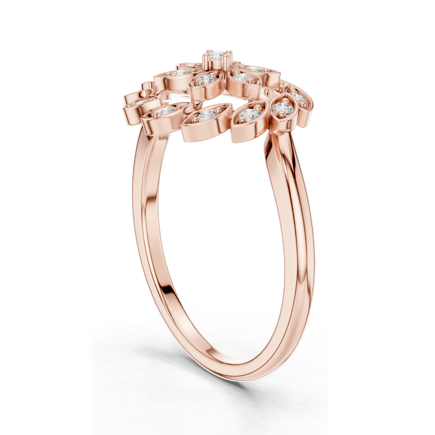 0.195 CT Lab-Grown Diamond Flower Ring for Women | VVS-VS EF Clarity | 18KT, 14KT, 10KT Gold & 925 Silver | Rose, Yellow, White Gold & Moissanite Options