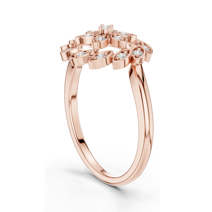0.195 CT Lab-Grown Diamond Flower Ring for Women | VVS-VS EF Clarity | 18KT, 14KT, 10KT Gold & 925 Silver | Rose, Yellow, White Gold & Moissanite Options